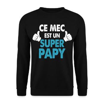 Dieser Typ ist ein Urgroßvater-Geschenk Opa-Humor - Unisex Pullover - Schwarz - Vorne - Alina (178cm) & Michal (187cm)