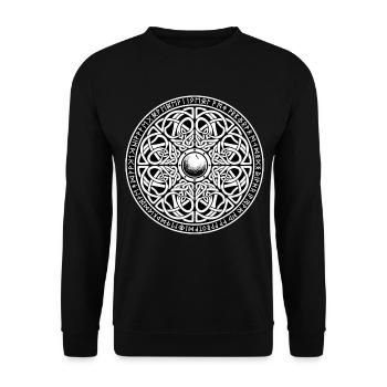 Vegvísir Compass Rune Viking Norse Mascot - Unisex Sweatshirt - black - Front - Alina (178cm) & Michal (187cm)