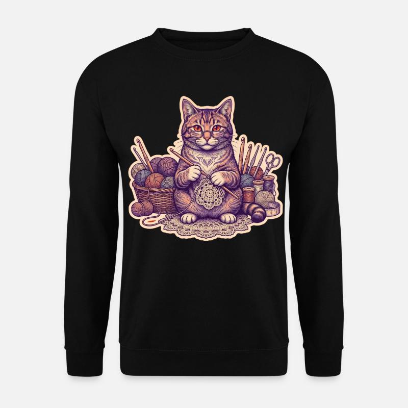 Crochet Cat Kitten Knits - Unisex Sweatshirt - black