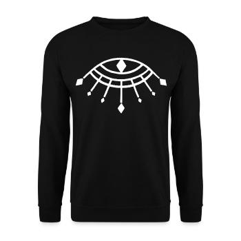 Weißes Symbol des Gottes Horus - Unisex Pullover - Schwarz - Vorne - Alina (178cm) & Michal (187cm)