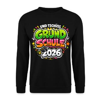 Grundschule Abschluss 2026 Geschafft Geschenk - Unisex Pullover - Schwarz - Vorne - Alina (178cm) & Michal (187cm)