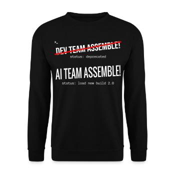 AI Team Assemble – Typography - Unisex Sweatshirt - black - Front - Alina (178cm) & Michal (187cm)
