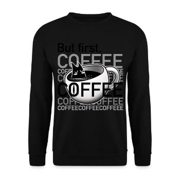 Sleepy_Coffee_cat_in_cup - Unisex Sweatshirt - black - Front - Alina (178cm) & Michal (187cm)