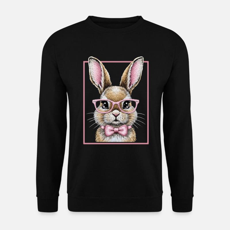 Cute Bunny mit Brille – Lustiges Hasendesign  - Unisex Pullover - Schwarz