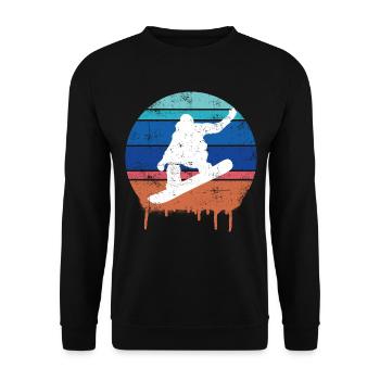 Snowboard Retro - Unisex Pullover - Schwarz - Vorne - Alina (178cm) & Michal (187cm)