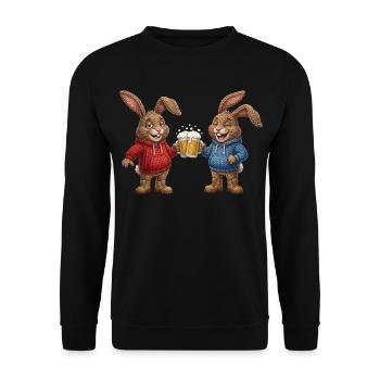 Fête de lapins de bière de Pâques Festons Santé Pâques - Sweat-shirt Unisexe - noir - Devant - Alina (178cm) & Michal (187cm)