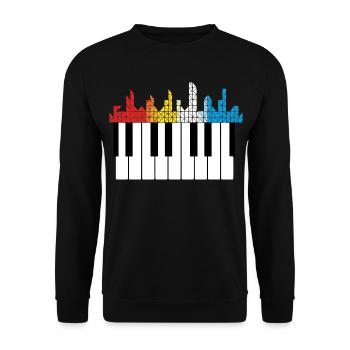 Klavier Piano Musiker Geschenk - Unisex Pullover - Schwarz - Vorne - Alina (178cm) & Michal (187cm)