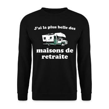 J’ai La Plus Belle Des Maisons De Retraite Humour - Sweat-shirt Unisexe - noir - Devant - Alina (178cm) & Michal (187cm)