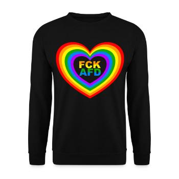 FCK AFD Herz - Unisex Sweatshirt - black - Front - Alina (178cm) & Michal (187cm)
