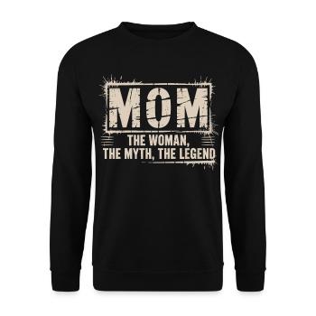 Mama Shirt – Mom The Woman The Myth The Legend - Unisex Pullover - Schwarz - Vorne - Alina (178cm) & Michal (187cm)