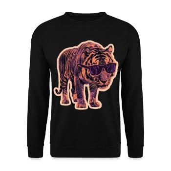 Tiger Sonnenbrille Risographie - Unisex Pullover - Schwarz - Vorne - Alina (178cm) & Michal (187cm)
