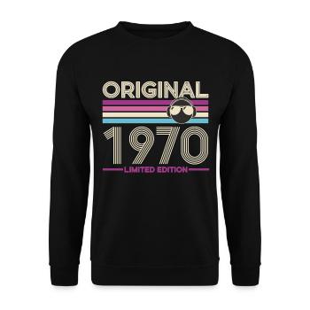 Originale Retro-Edition von 1970 - Unisex Pullover - Schwarz - Vorne - Alina (178cm) & Michal (187cm)