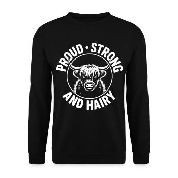 Highland Zottelpower - Unisex Pullover - Schwarz - Vorne - Alina (178cm) & Michal (187cm)