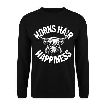 Horns Hair Happiness Highlands - Unisex Sweatshirt - black - Front - Alina (178cm) & Michal (187cm)