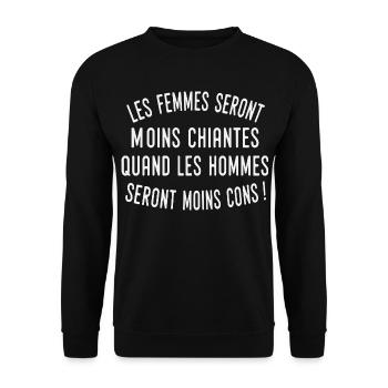 Les Femmes Seront Moins Chiantes Humour Couple - Sweat-shirt Unisexe - noir - Devant - Alina (178cm) & Michal (187cm)