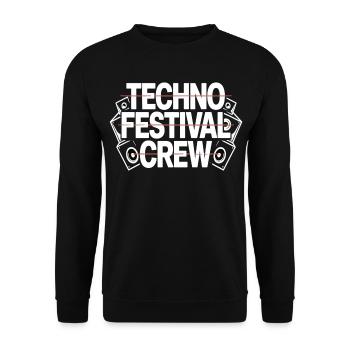 Techno Festival Crew – Techo Party Outfit - Unisex Pullover - Schwarz - Vorne - Alina (178cm) & Michal (187cm)