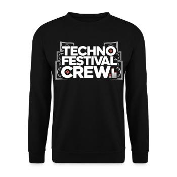 Techno Festival Crew – Techo Party Outfit - Unisex Pullover - Schwarz - Vorne - Alina (178cm) & Michal (187cm)