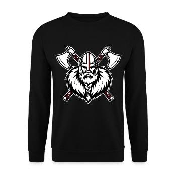 Viking Axemaster Warrior Crusader Axes Mascot - Unisex Sweatshirt - black - Front - Alina (178cm) & Michal (187cm)