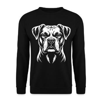 Boxer Kopf - Unisex Pullover - Schwarz - Vorne - Alina (178cm) & Michal (187cm)