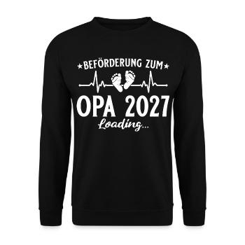 Beförderung zum Opa 2027 Loading Geschenk - Unisex Pullover - Schwarz - Vorne - Alina (178cm) & Michal (187cm)