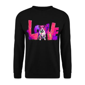 LOVE Gift for Jack Russell Owner Dog Fans - Unisex Sweatshirt - black - Front - Alina (178cm) & Michal (187cm)