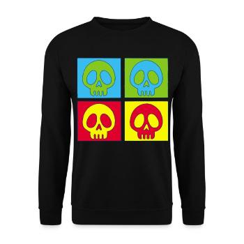 Skulls and four-colour printing - Unisex Sweatshirt - black - Front - Alina (178cm) & Michal (187cm)