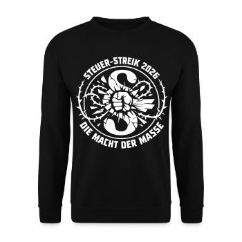 Steuer-Streik 2026 Die Macht Der Masse - Unisex Pullover - Schwarz - Vorne - Alina (178cm) & Michal (187cm)