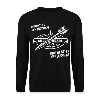Nehmt Es Den Reichen - Unisex Pullover - Schwarz - Vorne - Alina (178cm) & Michal (187cm)