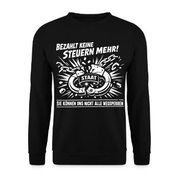 Bezahlt Keine Steuern Mehr - Unisex Pullover - Schwarz - Vorne - Alina (178cm) & Michal (187cm)