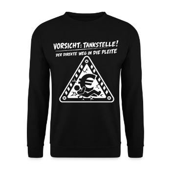 Vorsicht Tankstelle ! - Unisex Pullover - Schwarz - Vorne - Alina (178cm) & Michal (187cm)