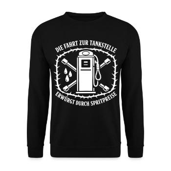 Die Fahrt Zur Tankstelle - Unisex Pullover - Schwarz - Vorne - Alina (178cm) & Michal (187cm)