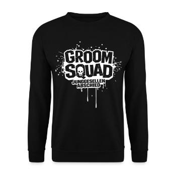 Junggesellenabschied Shirt Männer – Groom Squad - Unisex Pullover - Schwarz - Vorne - Alina (178cm) & Michal (187cm)