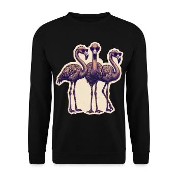 Flamingos Mit Sonnenbrille - Unisex Pullover - Schwarz - Vorne - Alina (178cm) & Michal (187cm)