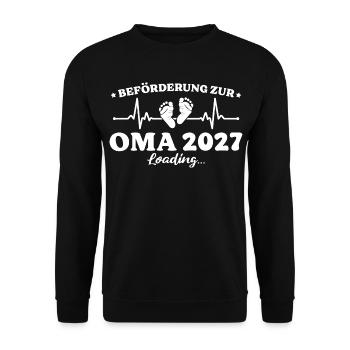 Beförderung zur Oma 2027 Loading Geschenk - Unisex Pullover - Schwarz - Vorne - Alina (178cm) & Michal (187cm)
