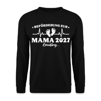 Beförderung zur Mama 2027 Loading Geschenk - Unisex Pullover - Schwarz - Vorne - Alina (178cm) & Michal (187cm)