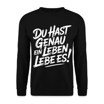 Nur ein Leben – Lebe es - Unisex Pullover - Schwarz - Vorne - Alina (178cm) & Michal (187cm)