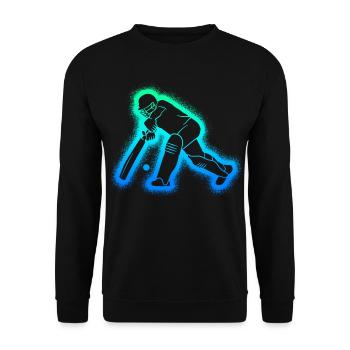 Cricket Jungen Kinder Herren Cricketspieler - Unisex Pullover - Schwarz - Vorne - Alina (178cm) & Michal (187cm)