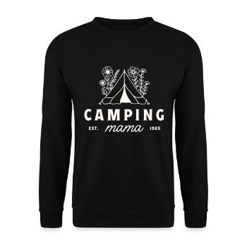 Camping Mama Mama Camper Mutter Vintage-Blumenzelt - Unisex Pullover - Schwarz - Vorne - Alina (178cm) & Michal (187cm)