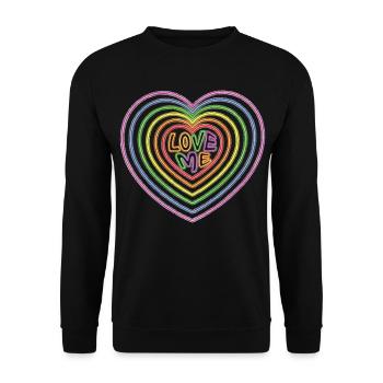 Colorful Love Me Text Hearts Shape Print - Unisex Sweatshirt - black - Front - Alina (178cm) & Michal (187cm)