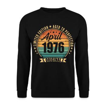 Cadeau d’anniversaire rétro vintage de Avril 1976 - Sweat-shirt Unisexe - noir - Devant - Alina (178cm) & Michal (187cm)