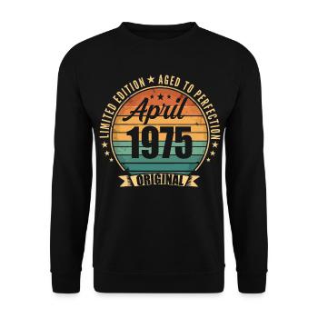 Cadeau d’anniversaire rétro vintage de Avril 1975 - Sweat-shirt Unisexe - noir - Devant - Alina (178cm) & Michal (187cm)