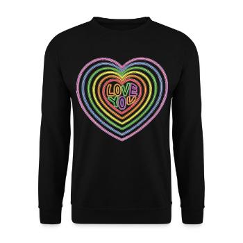 Colorful Love You Text Hearts Shape Print - Unisex Sweatshirt - black - Front - Alina (178cm) & Michal (187cm)
