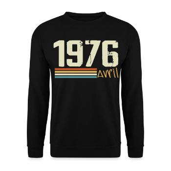 Né en avril 1976 - Sweat-shirt Unisexe - noir - Devant - Alina (178cm) & Michal (187cm)