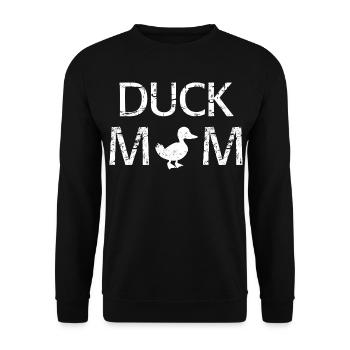 Duck Mom lustiges Mama-Geschenkhemd - Unisex Pullover - Schwarz - Vorne - Alina (178cm) & Michal (187cm)