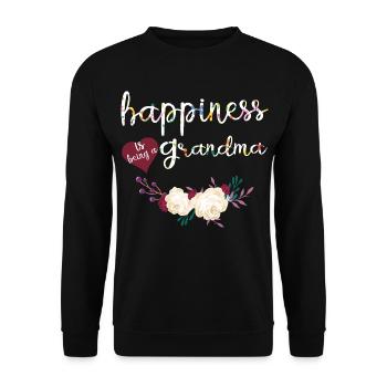 Le bonheur, c’est être la chemise fleurie de grand-mère - Sweat-shirt Unisexe - noir - Devant - Alina (178cm) & Michal (187cm)