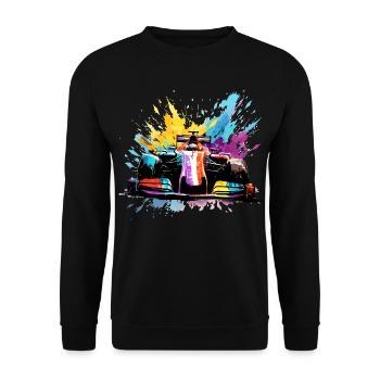 Course Race Car Speed Coloré Splash Art Racer - Sweat-shirt Unisexe - noir - Devant - Alina (178cm) & Michal (187cm)