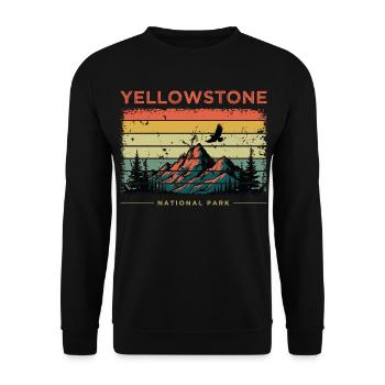 Yellowstone National Park Retro - Unisex Sweatshirt - black - Front - Alina (178cm) & Michal (187cm)