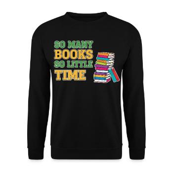 Bücherwurm Lesen Buch - Unisex Pullover - Schwarz - Vorne - Alina (178cm) & Michal (187cm)