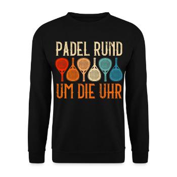 Padel Sport PADEL RUND UM DIE UHR Lustig - Unisex Pullover - Schwarz - Vorne - Alina (178cm) & Michal (187cm)