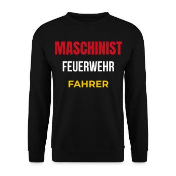 Maschinist – Feuerwehr Fahrer & Crew T‑Shirt - Unisex Pullover - Schwarz - Vorne - Alina (178cm) & Michal (187cm)